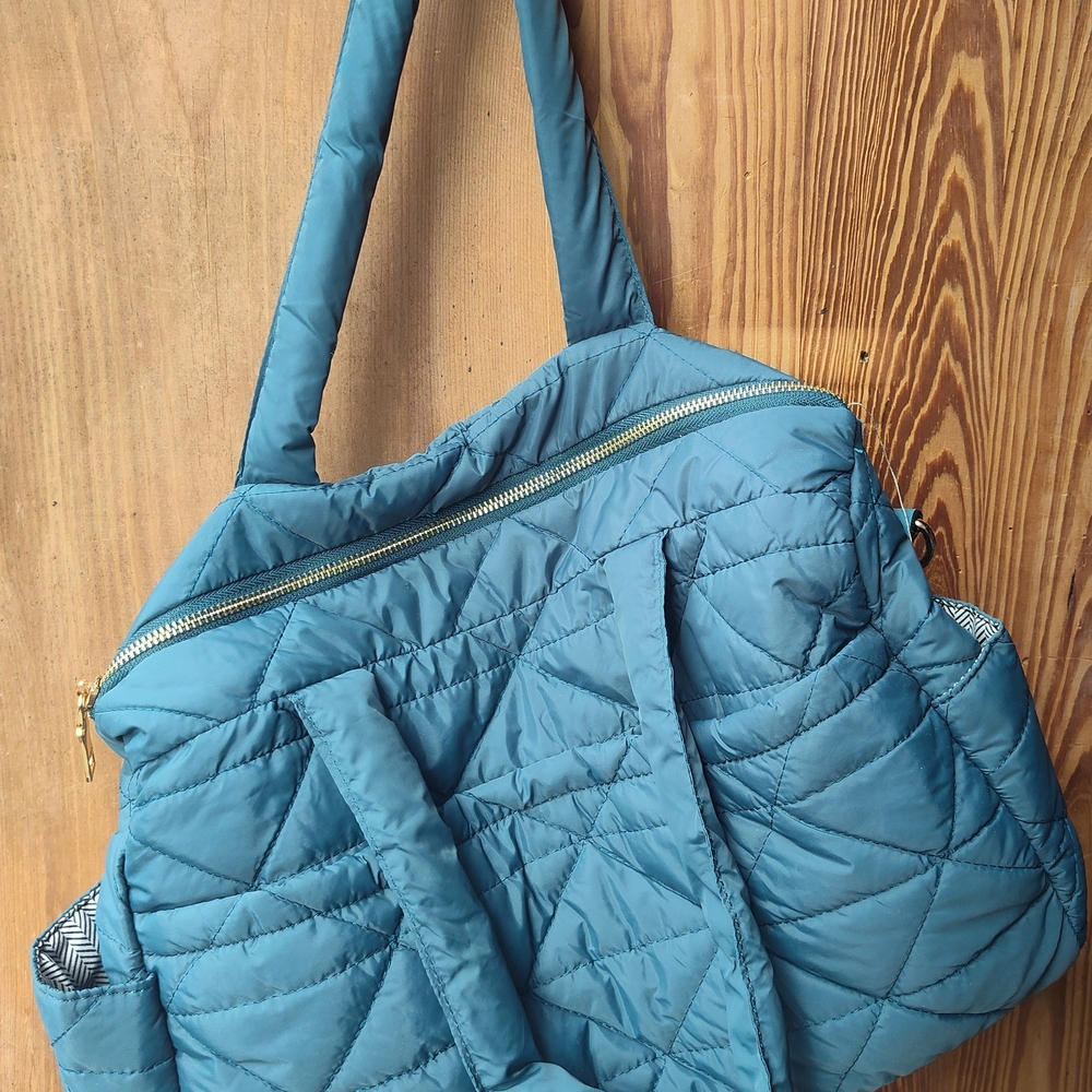 Elegant Quilted Teal Tote Bag